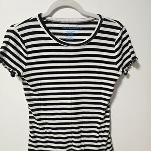 Black and White Striped Kids Shirt